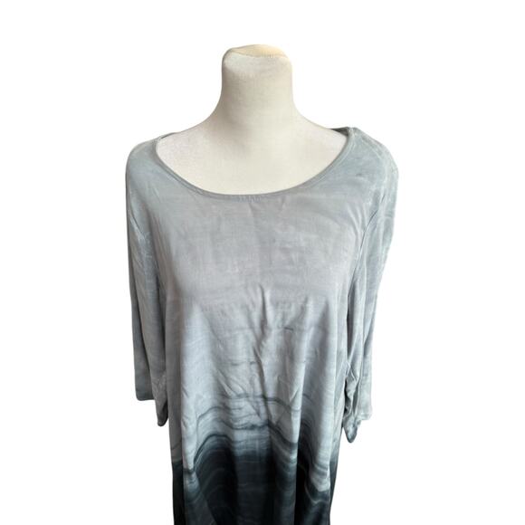 Michael Stars Tunic‎ Dress Women Large Gray Blue Dyed Lagenlook Flowy Artsy Boho - Picture 2 of 9